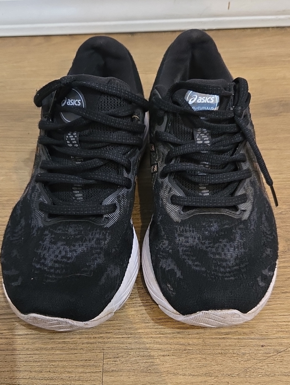 Asics Womens Black Running Sneakers with White Soles